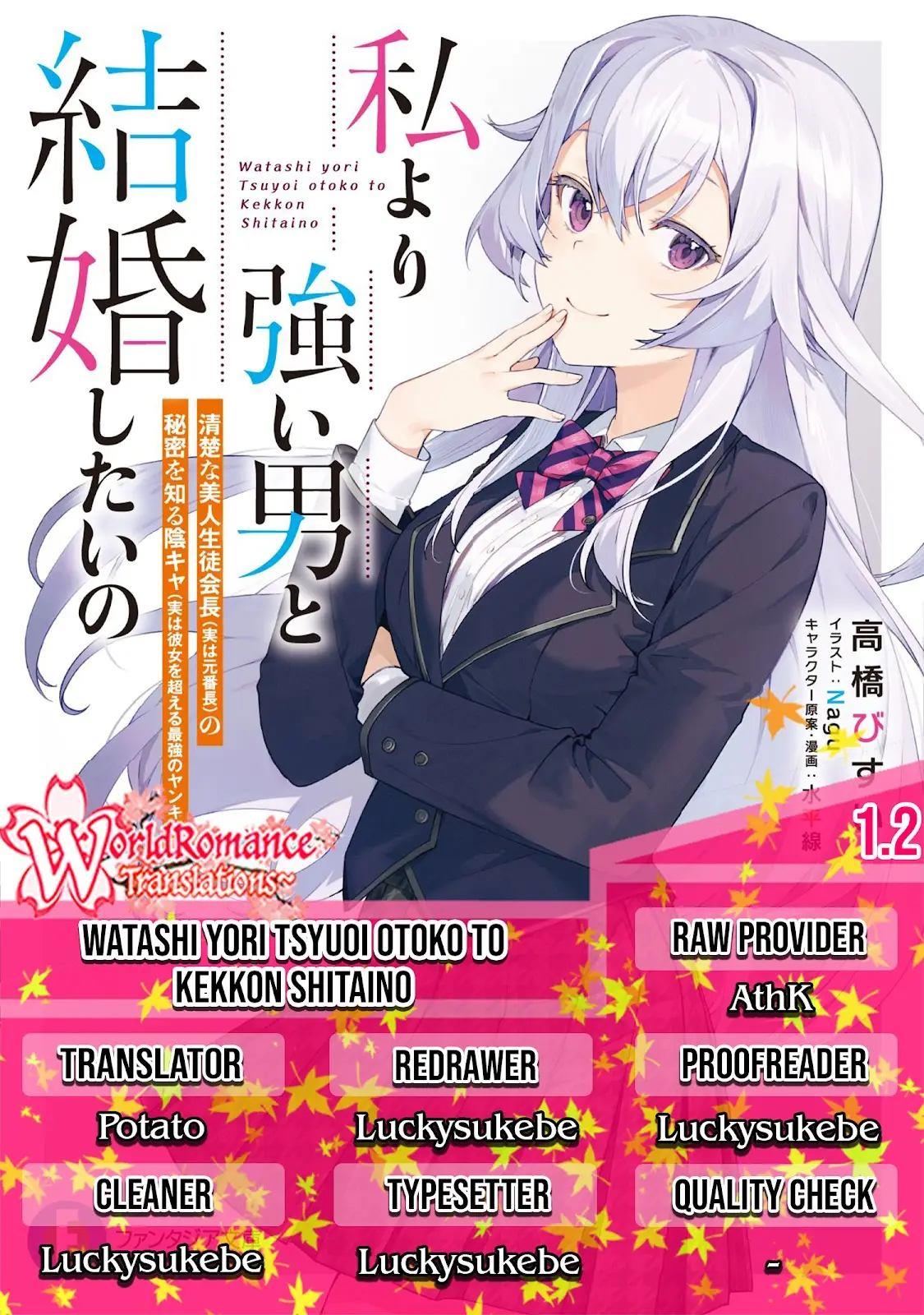 watashi-yori-tsuyoi-otoko-to-kekkon-shitaino - Chapter: 1.2