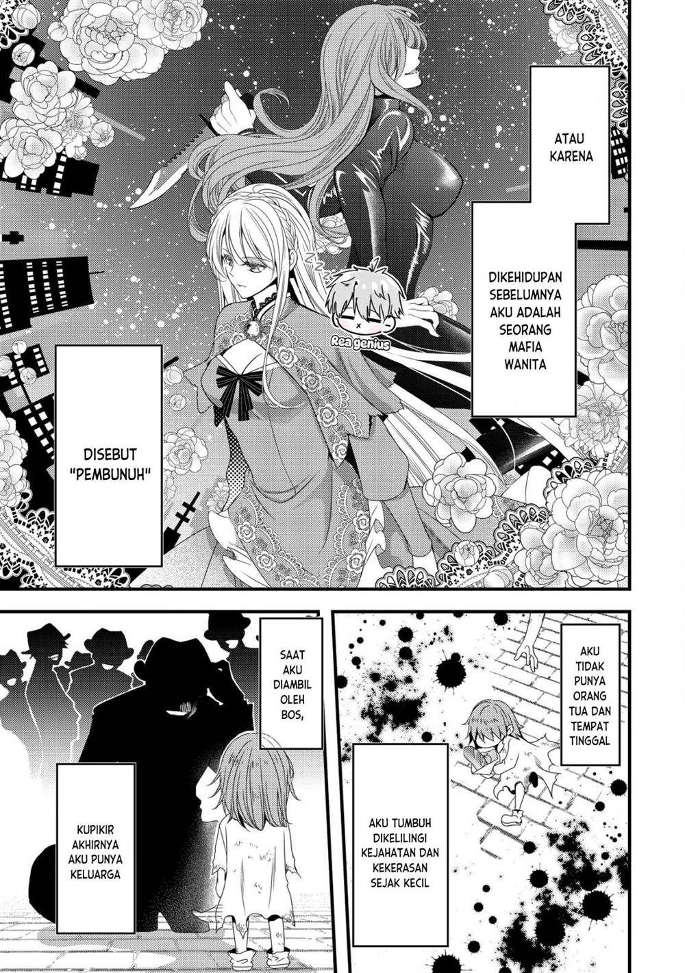 tensei-shita-onna-mafia-wa-isekai-de-heibon-ni-kurashitai-asashin-ikka-no-hakushaku-reijou-desu-ga-denshi-to-akuma-na-danchou-ga-tsukimatottekimasu - Chapter: 1