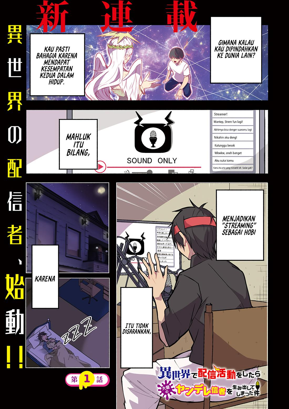 isekai-de-haishin-katsudou-wo-shitara-tairyou-no-yandere-shinja-wo-umidashite-shimatta-ken - Chapter: 1